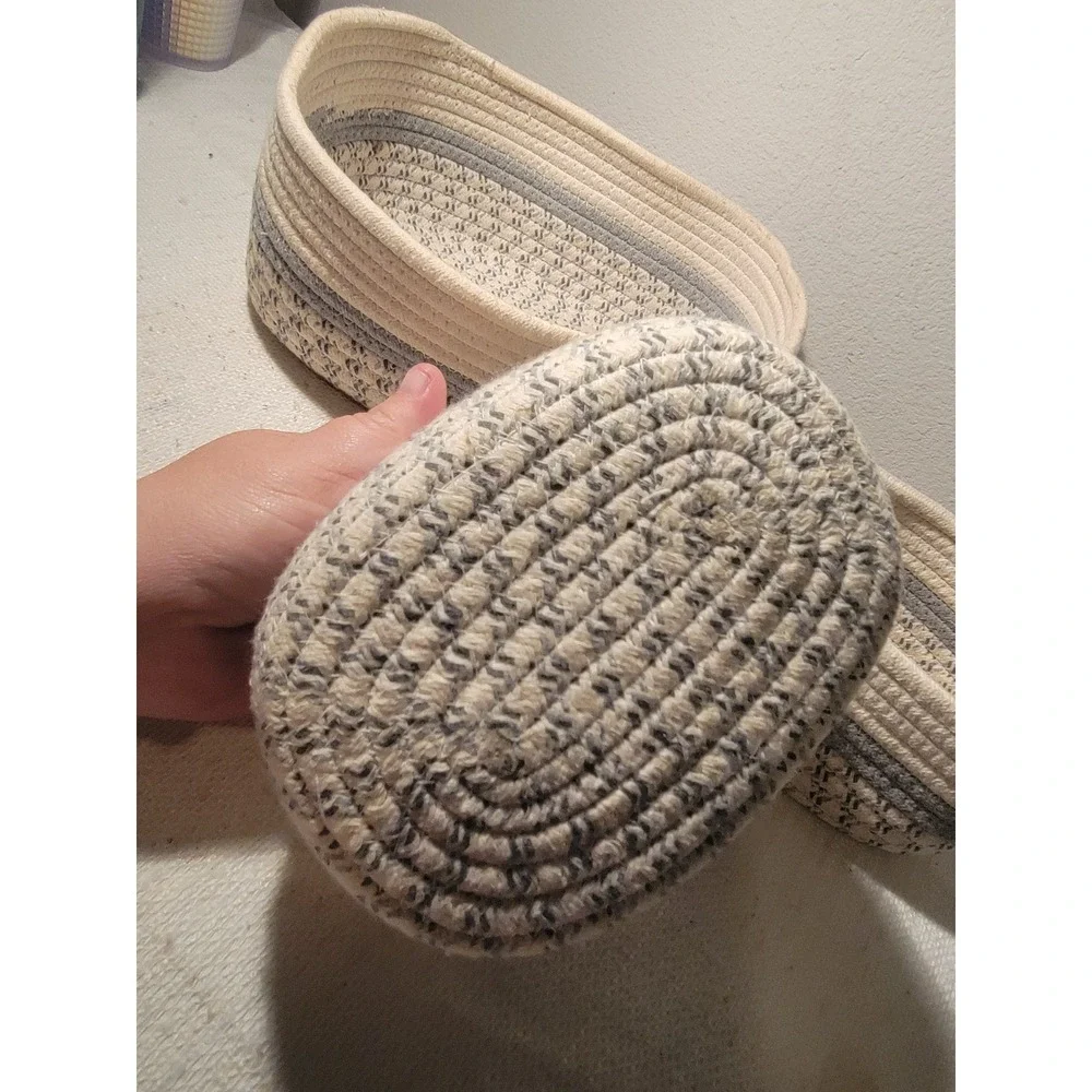 SET 3 Cotton Rope Baskets Woven‎ Basket Makeup Basket Bin Multipurpose Container